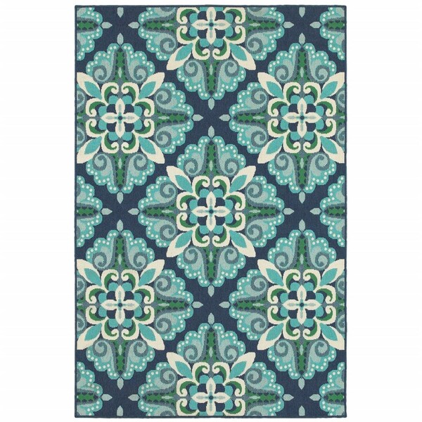 Palacedesigns 7 x 10 ft. Blue & Green Floral Indoor & Outdoor Area Rug PA2627742 - main